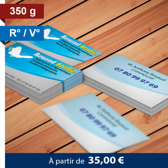 Carte de visite 8,5x5,4 cm Recto et Verso 350g Couché Demi-Mat