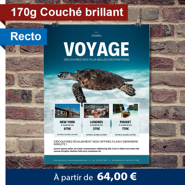 Affiche A3 (29,7x42 cm) Recto 170g Couché Brillant