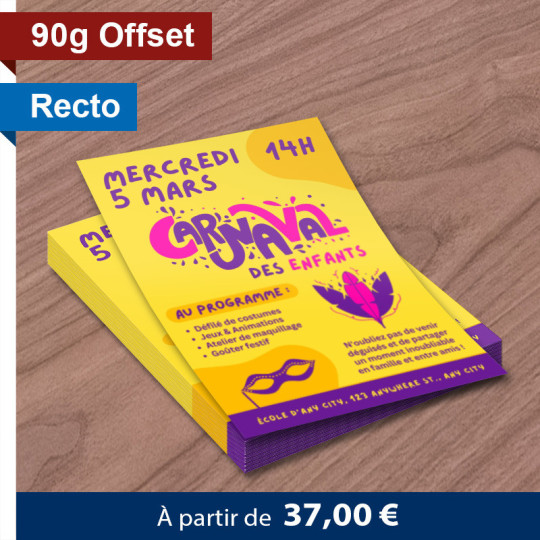 Flyer A5 (14,8x21 cm) Recto 90g Offset