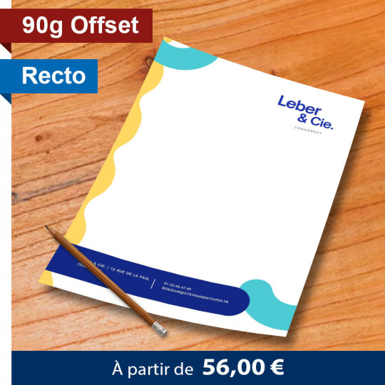 Tête de lettre A4 (21x29,7 cm) Recto 90g Offset